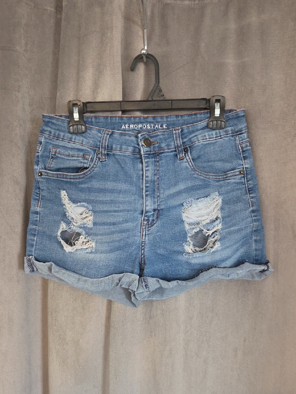 Aeropostale Size 12 Light Blue Distressed Rolled Cuff Jean Shorts